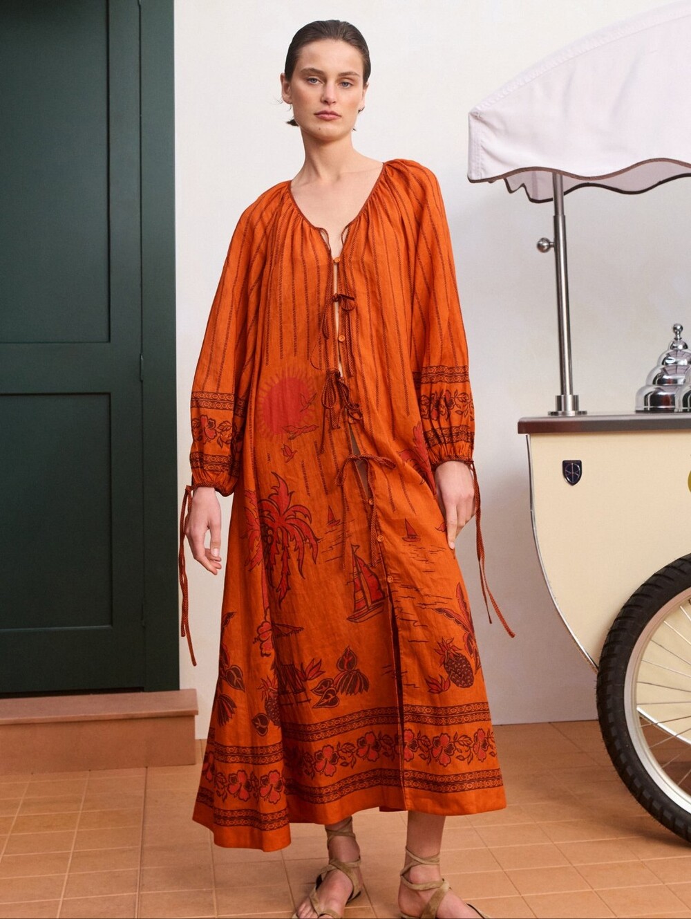 ALEMAIS Boathouse printed cotton-voile midi dress